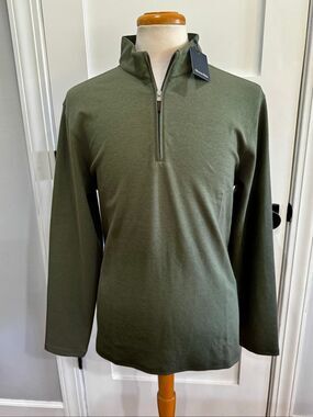 Mizzen+Main KPI 1/4 Zip Pullover Olive green. Large.